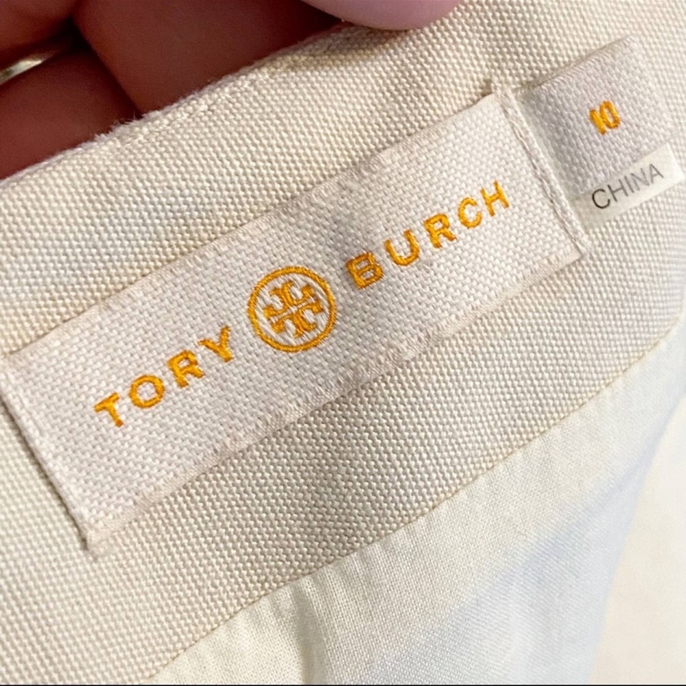 Tory Burch Ivory Embroidered Ruby Linen Faux Wrap Skirt - Picture 11 of 11